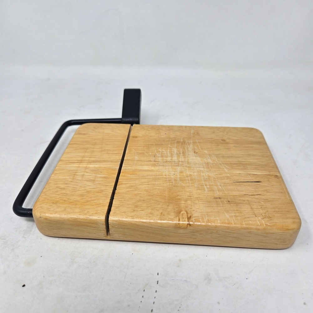 Prodyne Beechwood Cheese Slicer with Stainless Steel Wire Natural Wood Board